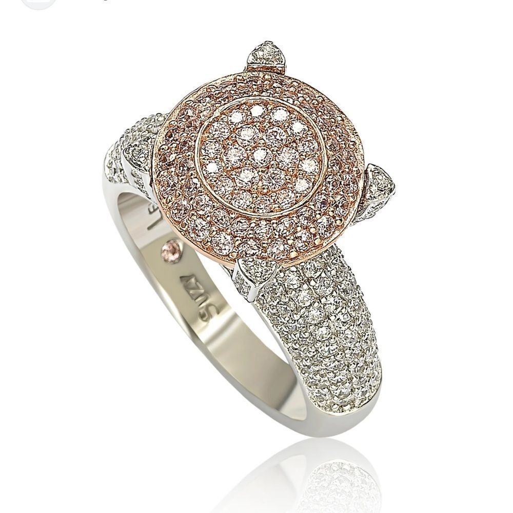 Suzy Levian Sterling Silver Pave Pink Cubic Zirconia Ring size 5.5